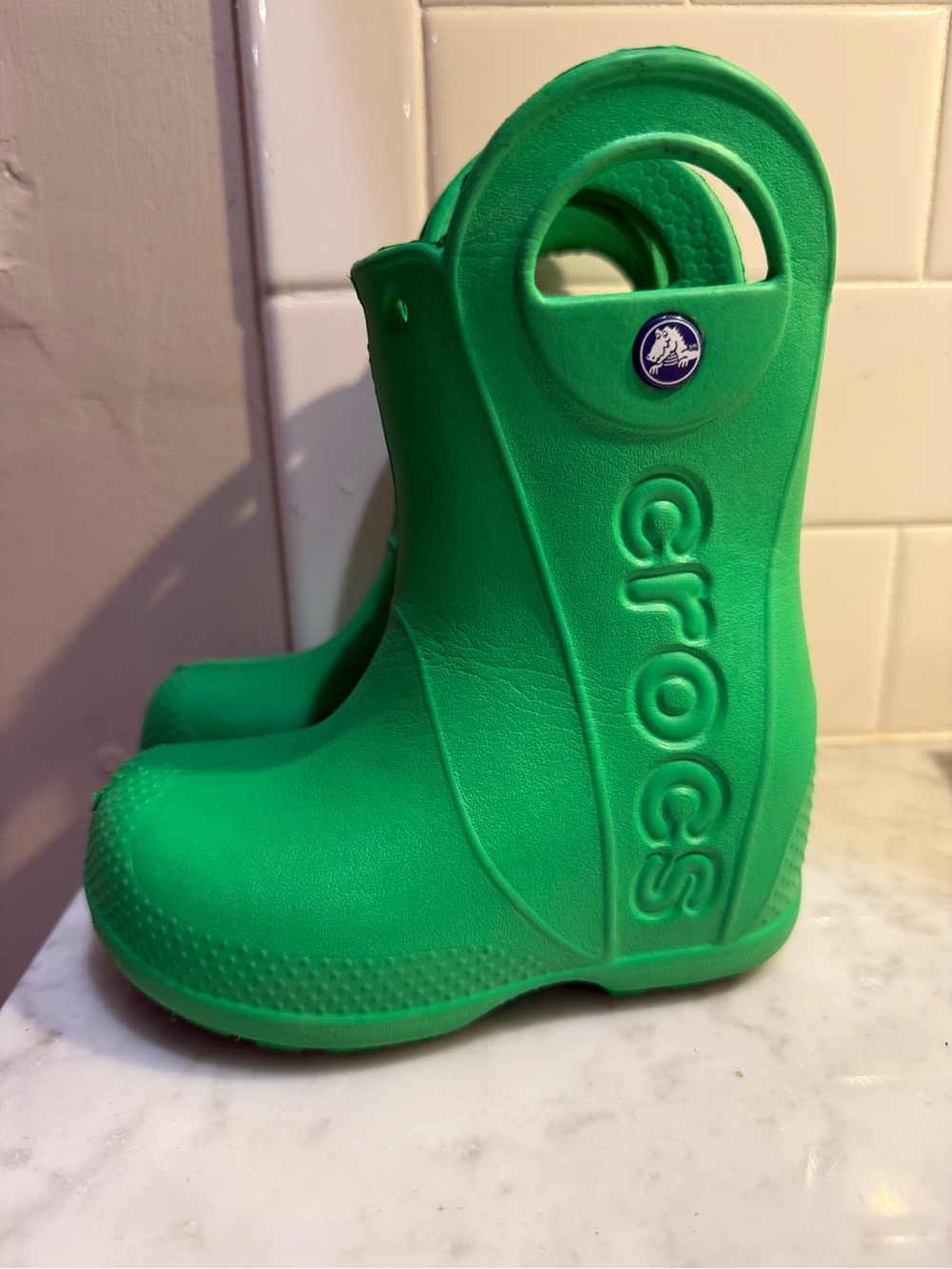 CROCS Kids Bright Green Waterproof Rain Boots